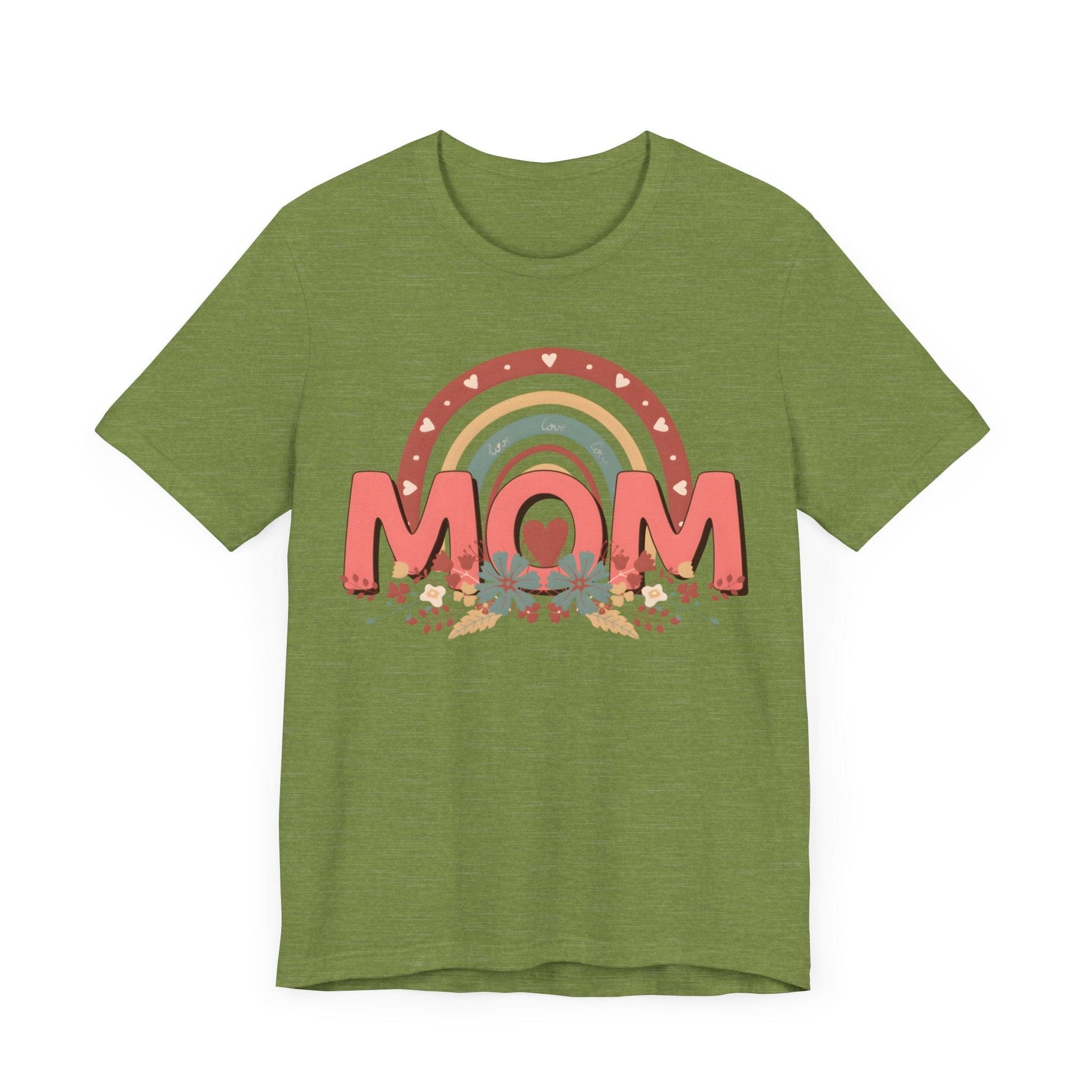 Boho Floral Mom Jersey Short Sleeve Tee T-Shirt Heather Green / S