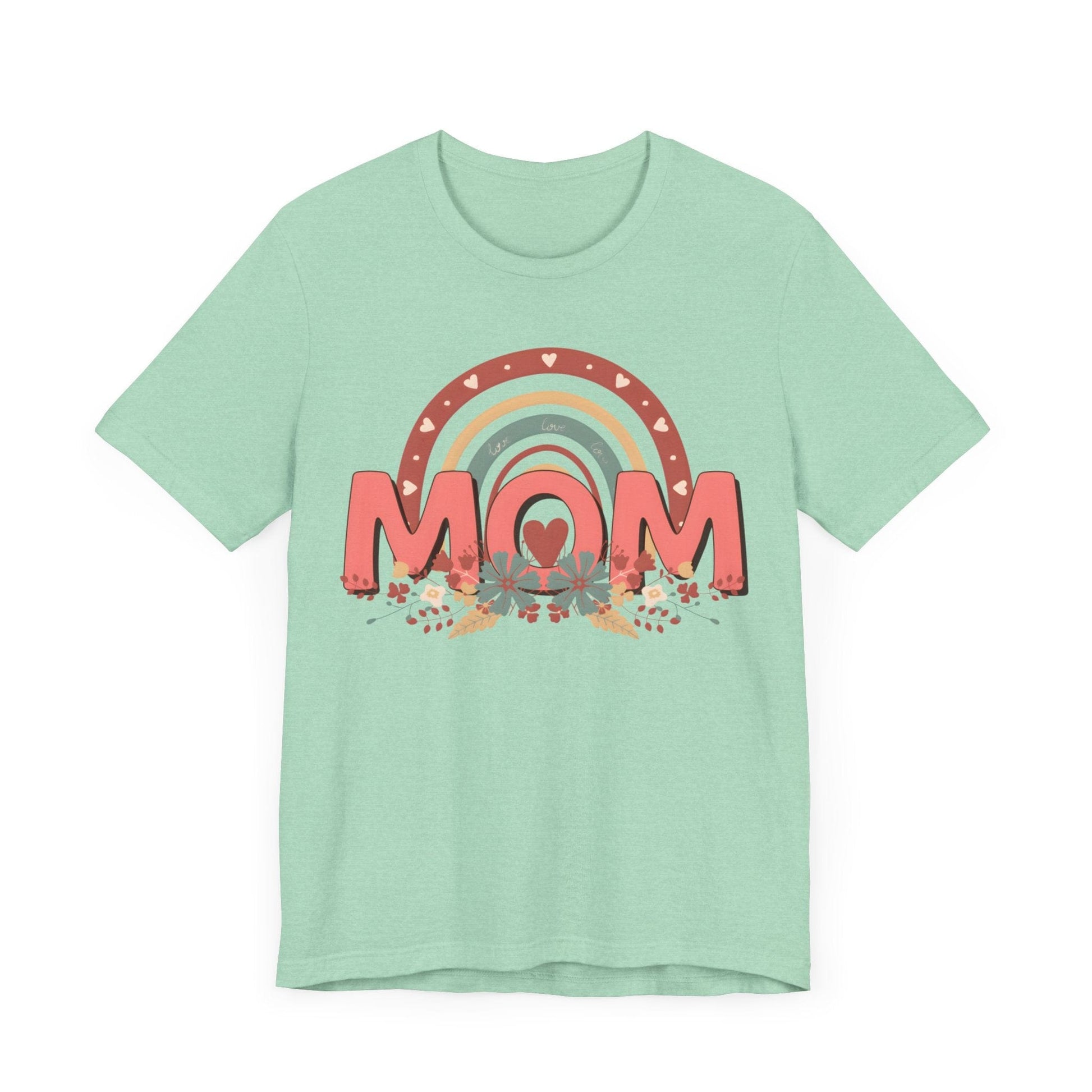 Boho Floral Mom Jersey Short Sleeve Tee T-Shirt Heather Mint / S