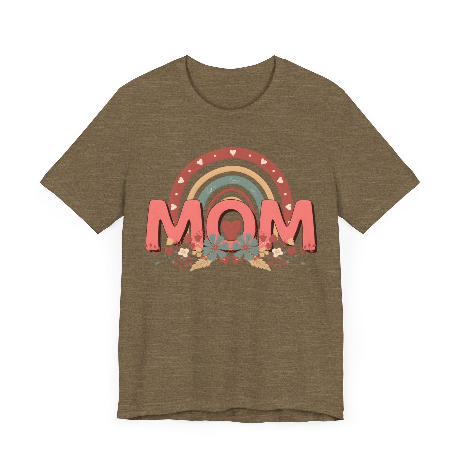 Boho Floral Mom Jersey Short Sleeve Tee T-Shirt Heather Olive / S