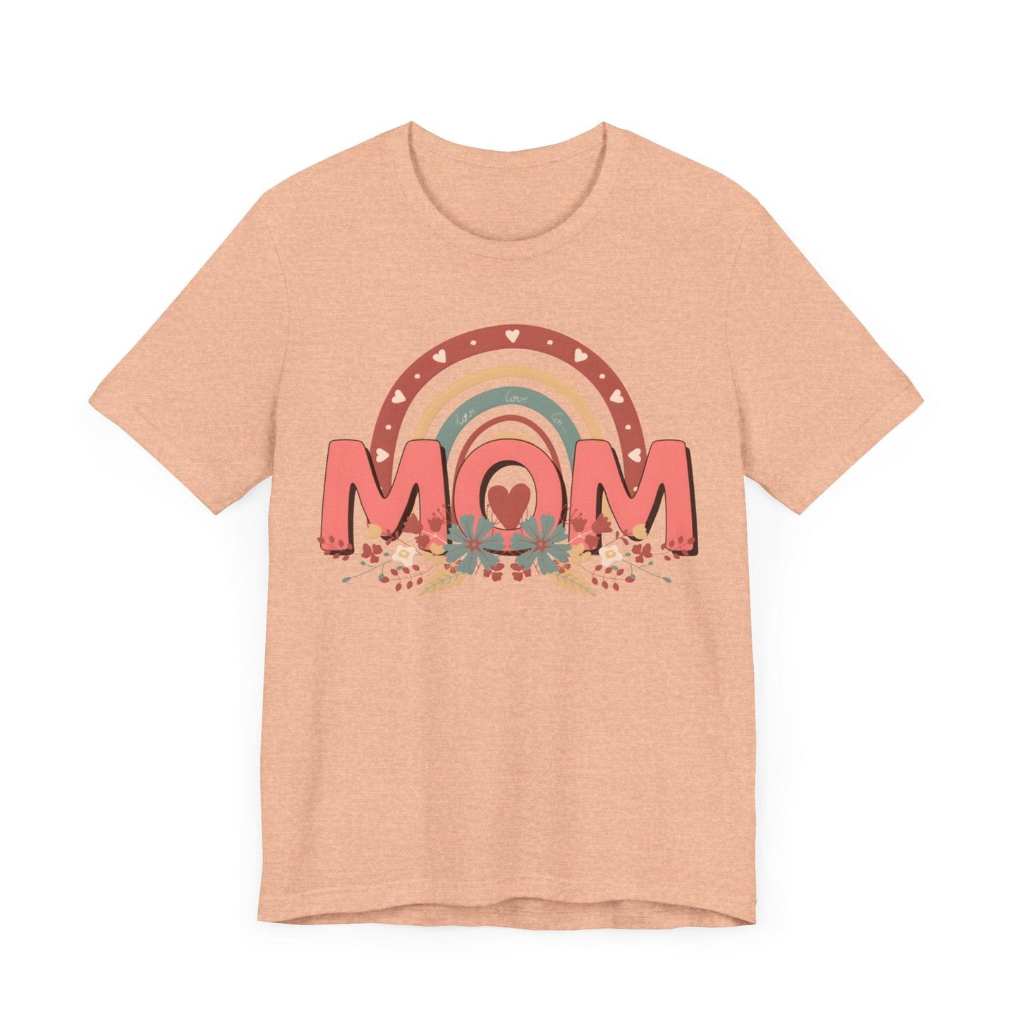 Boho Floral Mom Jersey Short Sleeve Tee T-Shirt Heather Peach / S