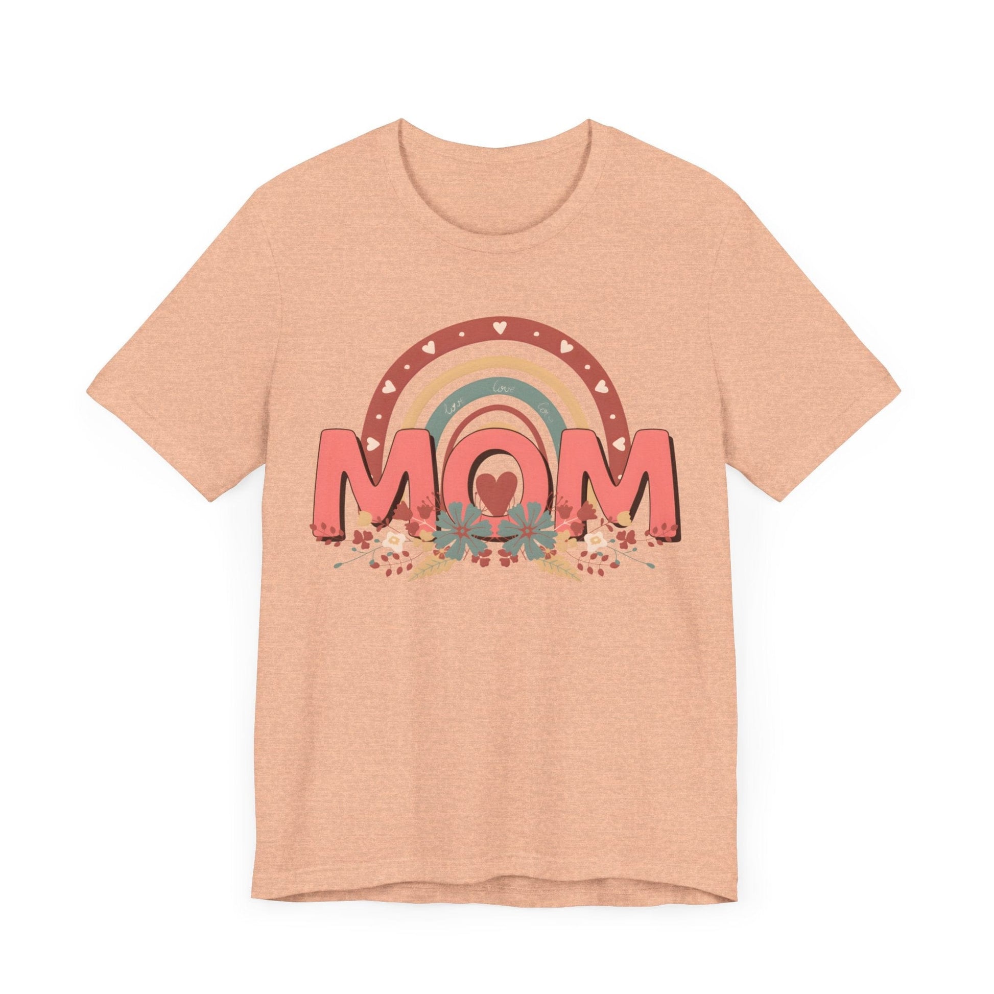 Boho Floral Mom Jersey Short Sleeve Tee T-Shirt Heather Peach / S