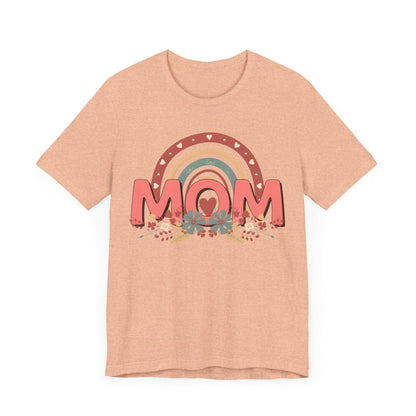 Boho Floral Mom Jersey Short Sleeve Tee T-Shirt Heather Peach / S