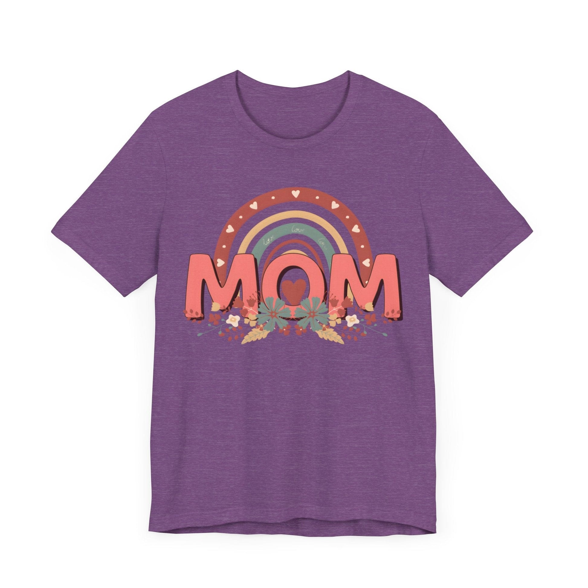 Boho Floral Mom Jersey Short Sleeve Tee T-Shirt Heather Team Purple / S