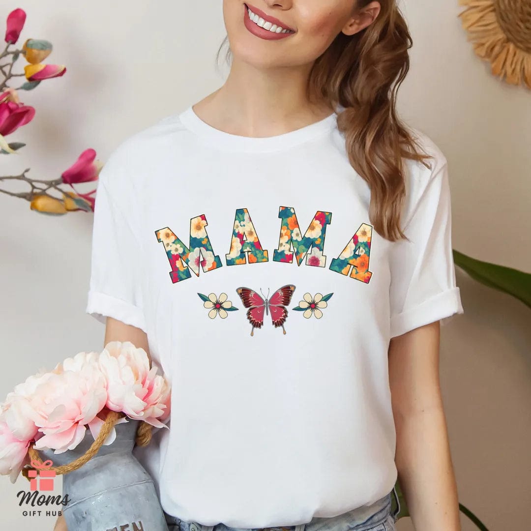 Floral Pattern Mama Jersey Short Sleeve Tee T-Shirt