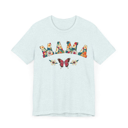 Floral Pattern Mama Jersey Short Sleeve Tee T-Shirt Heather Ice Blue / S