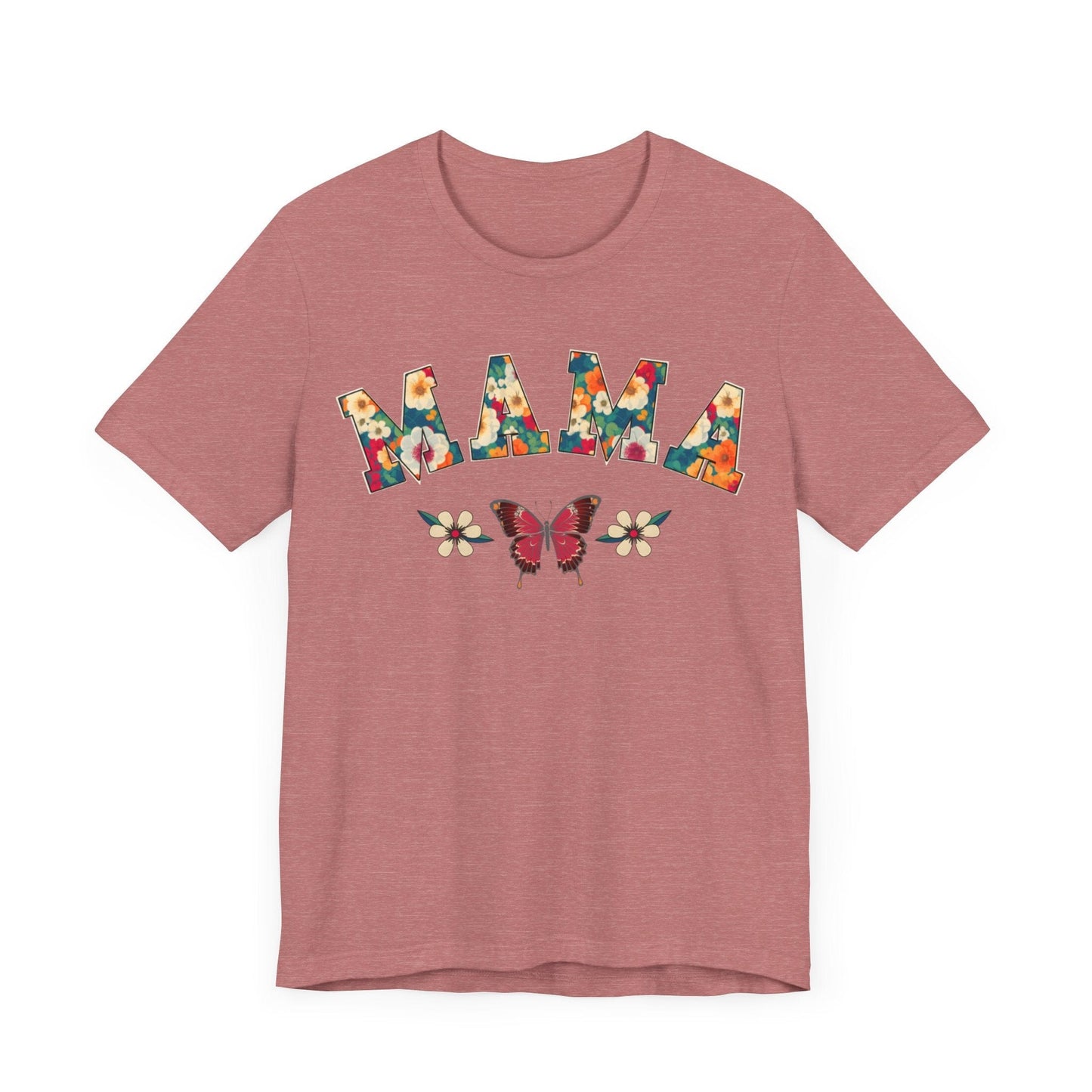 Floral Pattern Mama Jersey Short Sleeve Tee T-Shirt Heather Mauve / S