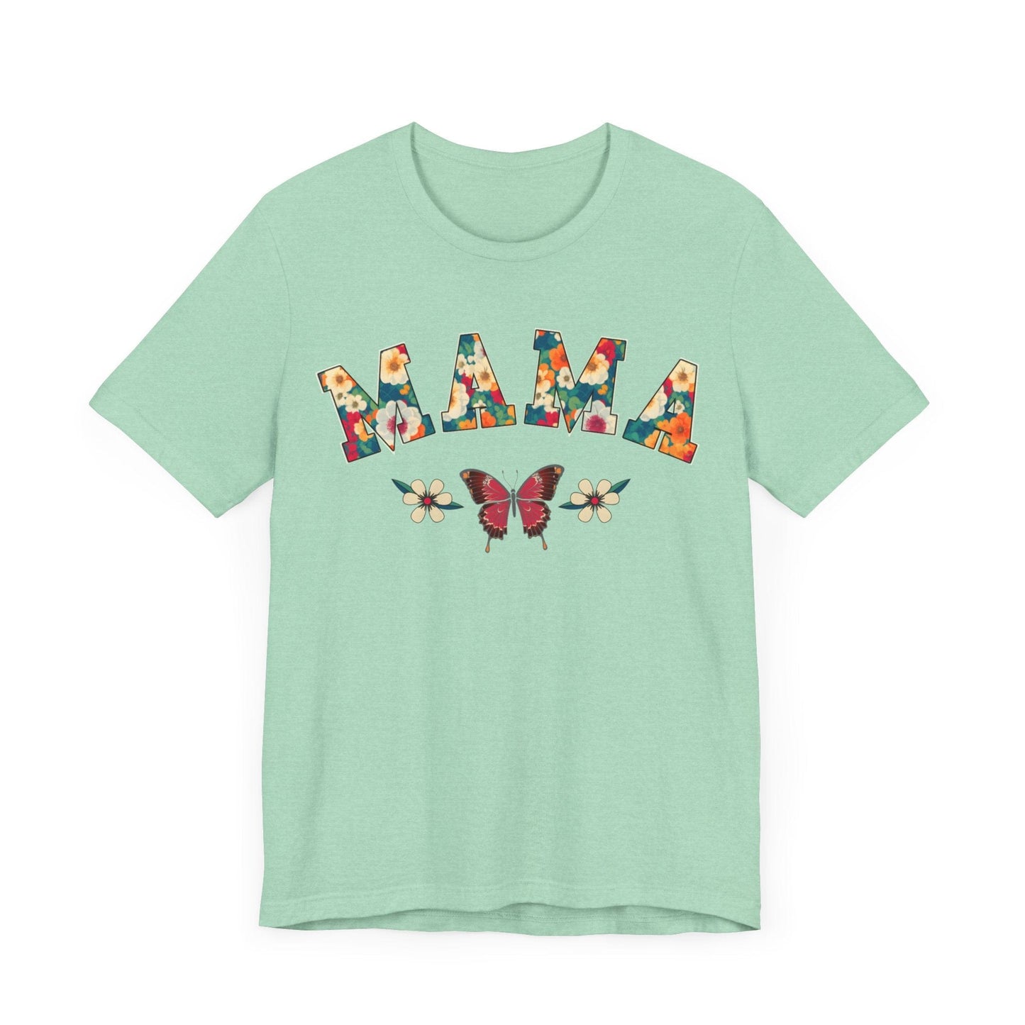 Floral Pattern Mama Jersey Short Sleeve Tee T-Shirt Heather Mint / S