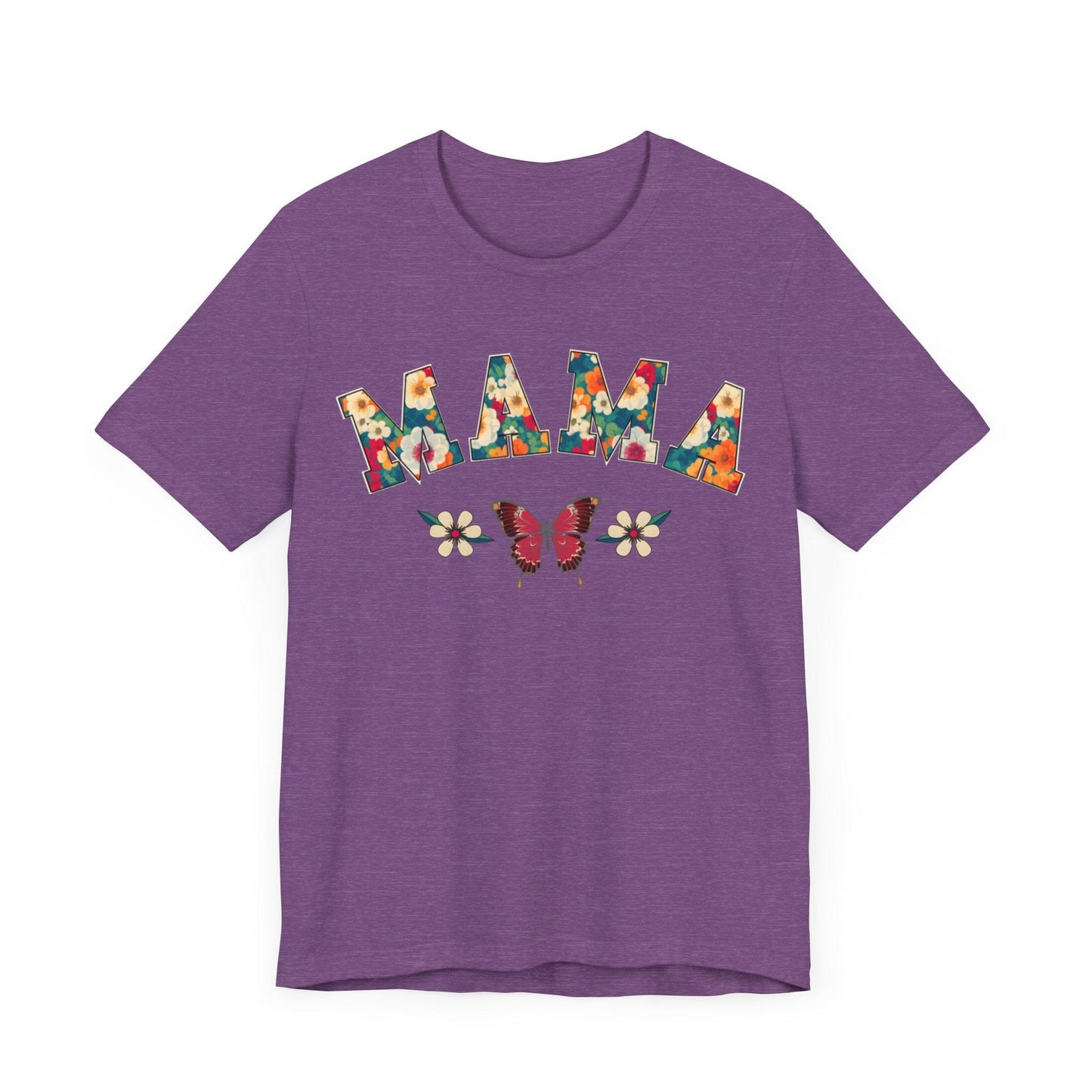 Floral Pattern Mama Jersey Short Sleeve Tee T-Shirt Heather Team Purple / S
