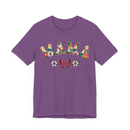 Floral Pattern Mama Jersey Short Sleeve Tee T-Shirt Heather Team Purple / S