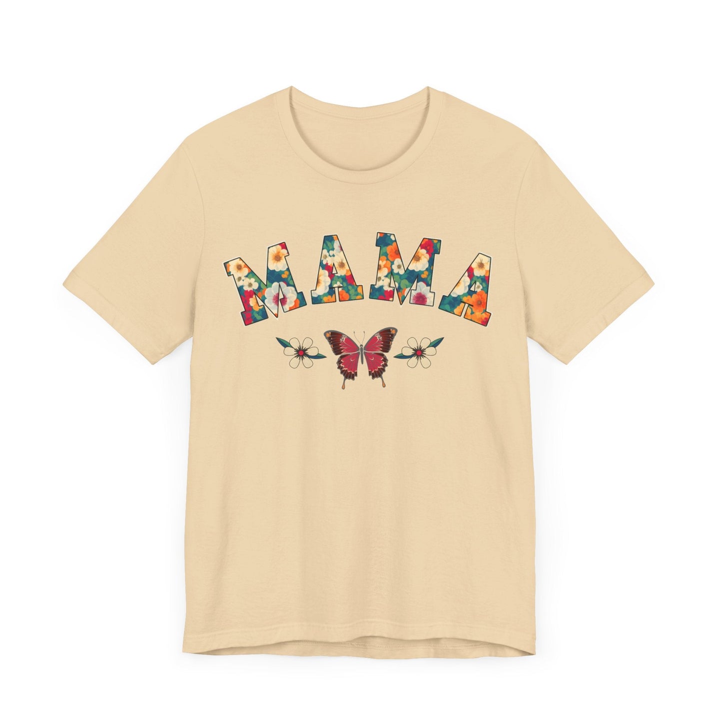 Floral Pattern Mama Jersey Short Sleeve Tee T-Shirt Soft Cream / S