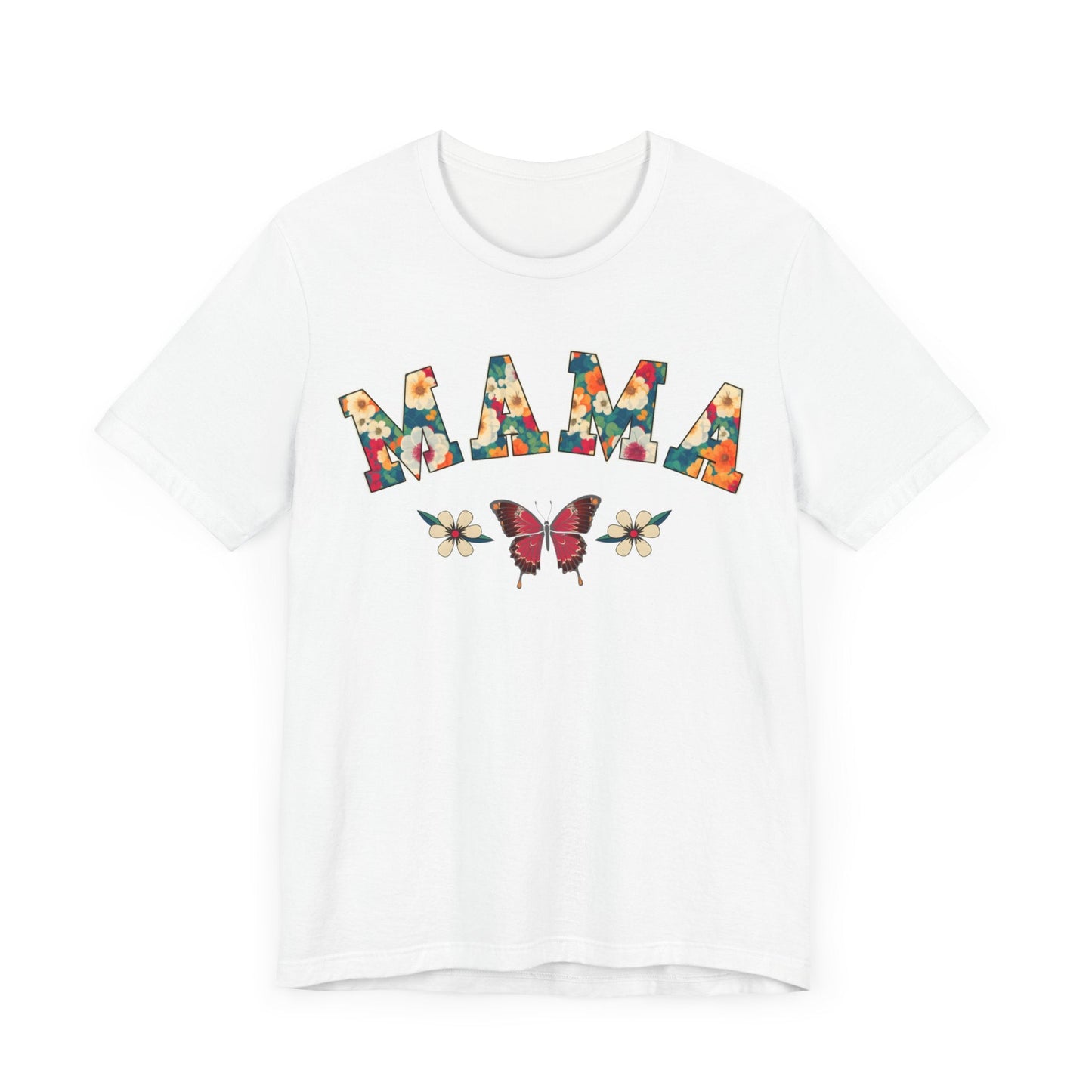 Floral Pattern Mama Jersey Short Sleeve Tee T-Shirt White / S