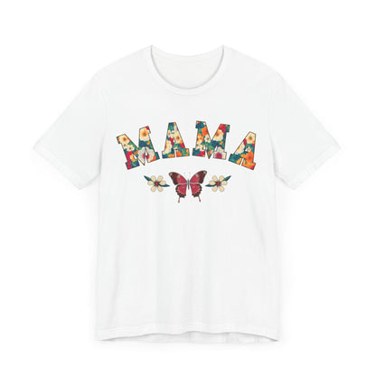 Floral Pattern Mama Jersey Short Sleeve Tee T-Shirt White / S