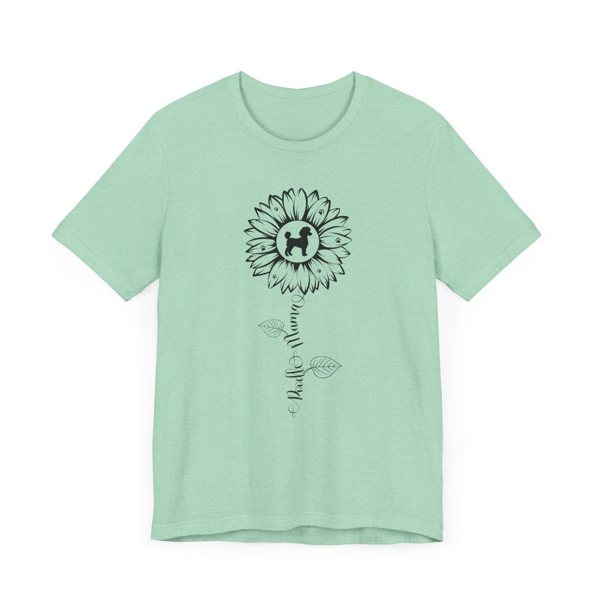 Poodle Mama Sunflower T-Shirt T-Shirt Heather Mint / S