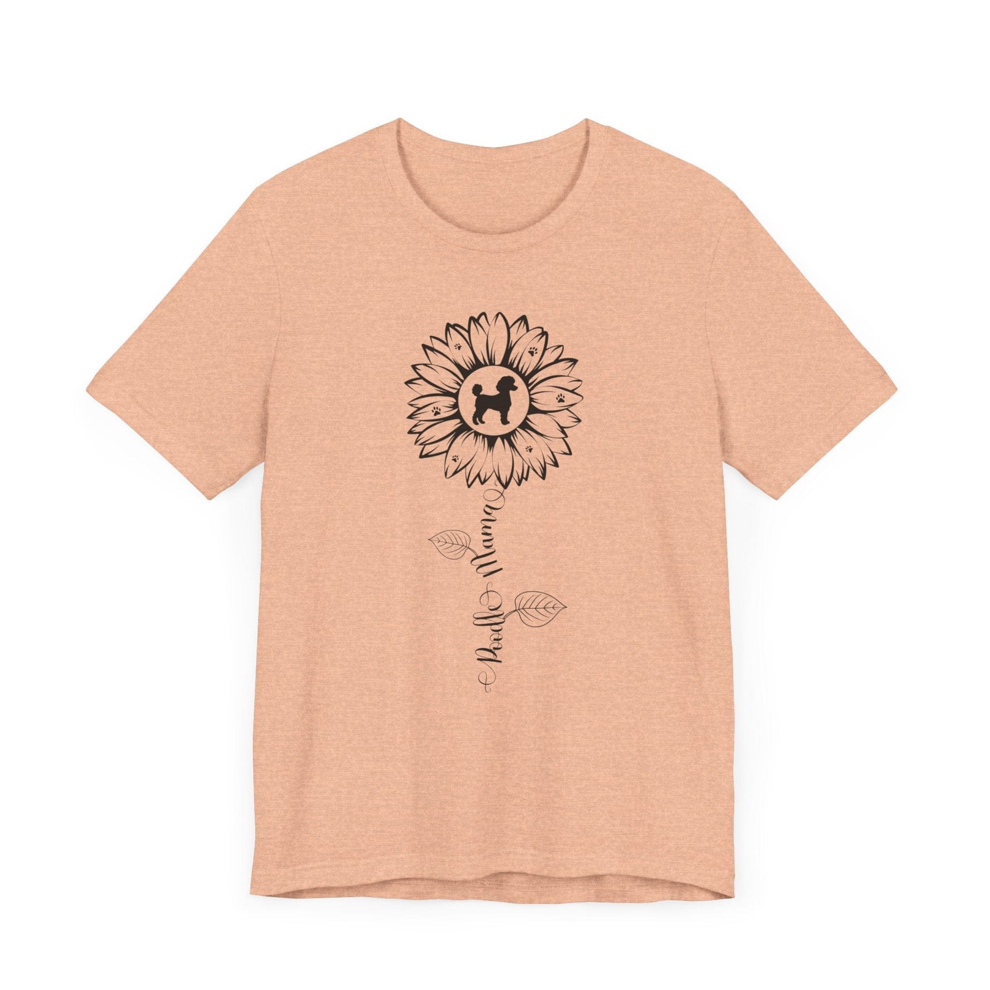 Poodle Mama Sunflower T-Shirt T-Shirt Heather Peach / S